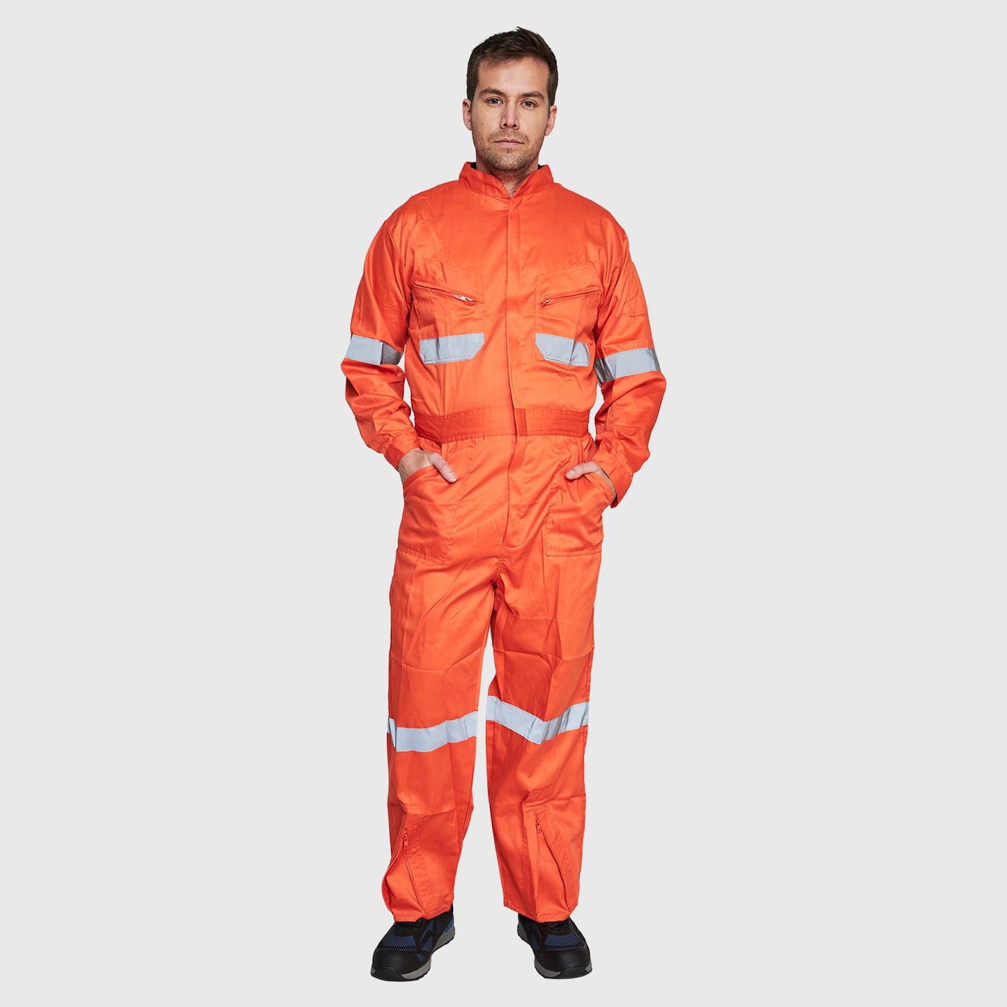 Overol Gabardina C/Reflectante Naranjo