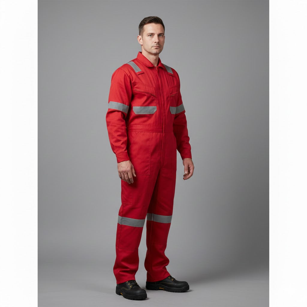 Overol Gabardina C/Reflectante Rojo